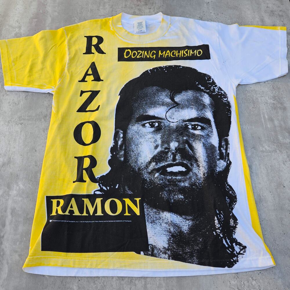 Vintage WWF 1993 Razor Ramon All Over Print T Shirt XL Oozing Machismo AOP